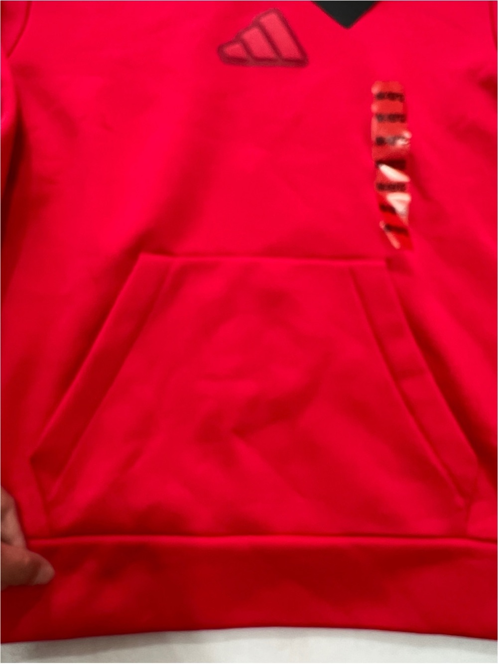 Adidas youth medium 10/12 red pullover hoodie sweatshirt new with tags - Picture 8 of 9